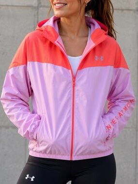Under Armour Coral & Light Pink Hooded Windbreaker